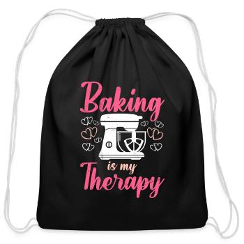 Baking is my Therapy Baking Fans Baking Love - Cotton Drawstring Bag - black - Front