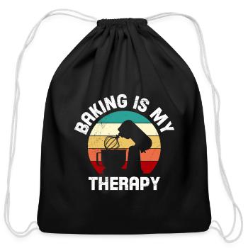 Baking is my Therapy Baking Fans Baking Love - Cotton Drawstring Bag - black - Front