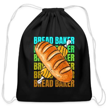 Paestry Bakers Bread Baker Baking Bread - Cotton Drawstring Bag - black - Front