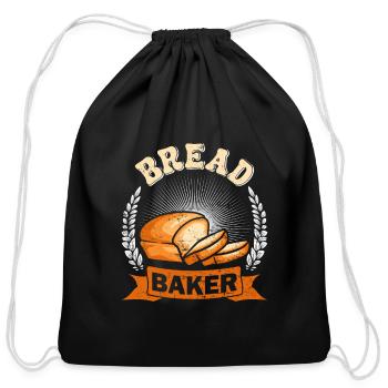 Paestry Bakers Bread Baker Baking Bread - Cotton Drawstring Bag - black - Front