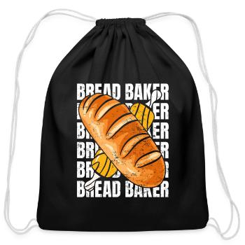 Paestry Bakers Bread Baker Baking Bread - Cotton Drawstring Bag - black - Front