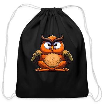 Yogi owl - Cotton Drawstring Bag - black - Front