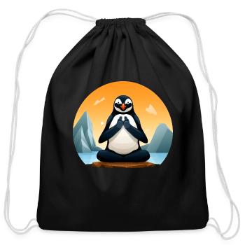 Penguin Yogi - Cotton Drawstring Bag - black - Front