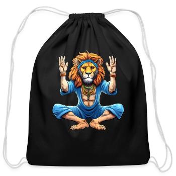 Lion Yogi - Cotton Drawstring Bag - black - Front