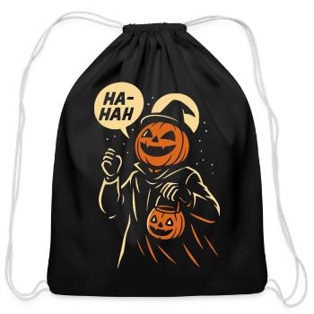 Jack-O-Lantern Laugh Lantern - Cotton Drawstring Bag - black - Front
