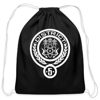 district 5 - Cotton Drawstring Bag - black - Front