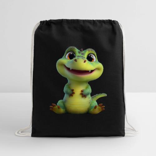 Playful Cartoon Baby Alligator - Cotton Drawstring Bag