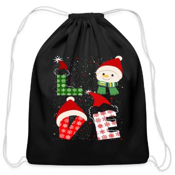 Funny love christmas - Cotton Drawstring Bag - black - Front