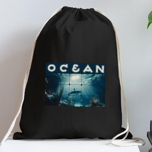 Ocean: Dolphin’s Serenity - Cotton Drawstring Bag
