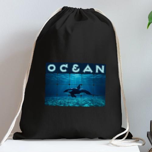 Ocean: Orca in Motion - Cotton Drawstring Bag