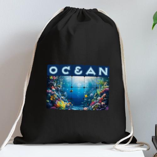 Ocean: Neon Reef Glow - Cotton Drawstring Bag