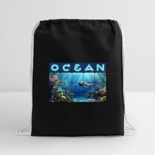 Ocean: Turtle Drift - Cotton Drawstring Bag