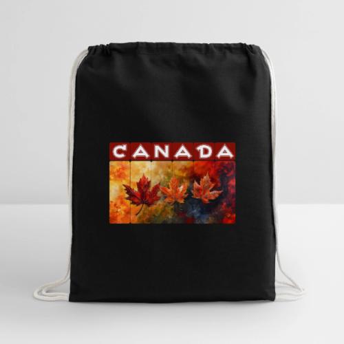 Painted Canada Leaves - Cotton Drawstring Bag
