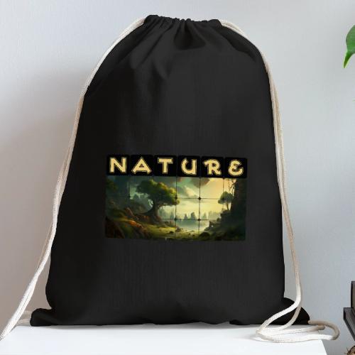 Whispers of Green Peaks - Cotton Drawstring Bag