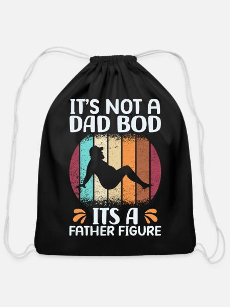 Father Figure: Not a Dad Bod - Cotton Drawstring Bag - black