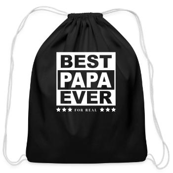 Best Papa Ever Shirt For Papas - Cotton Drawstring Bag - black - Front