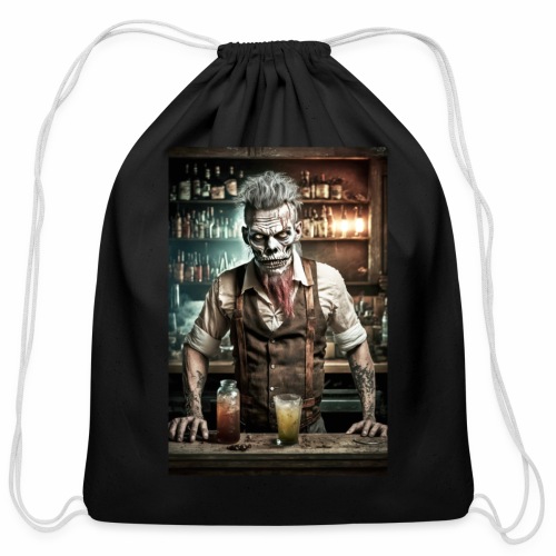 Zombie Bartender 02: Zombies In Everyday Life - Cotton Drawstring Bag
