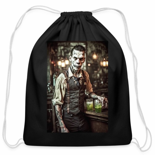 Zombie Bartender 03: Zombies In Everyday Life - Cotton Drawstring Bag