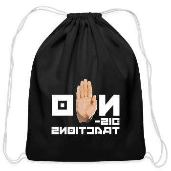 NO Distractions reverse typography mirror readable - Cotton Drawstring Bag - black - Front