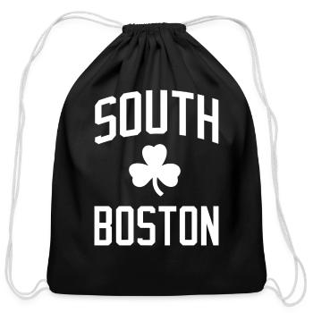 South Boston Long Sleeve Shirt- Massachusetts Tee - Cotton Drawstring Bag - black - Front