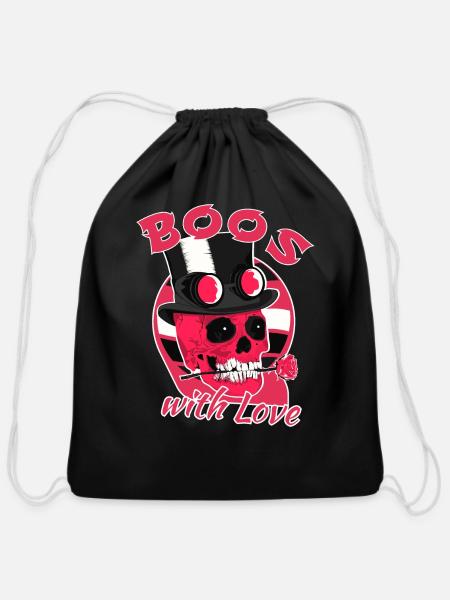 Boos with love. - Cotton Drawstring Bag - black