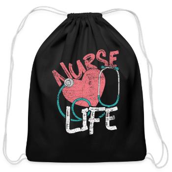 Nursing Stethoscope Hospital Nurse - Cotton Drawstring Bag - black - Front