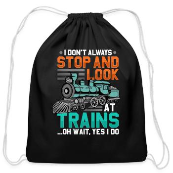 Trains Railroad Model Train - Cotton Drawstring Bag - black - Front