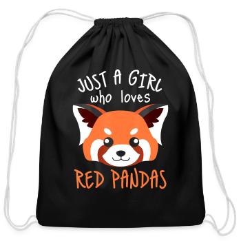 Red Panda Plushie Red Panda Tail Cute Red Panda - Cotton Drawstring Bag - black - Front