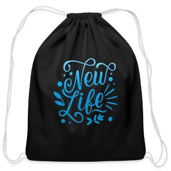 new life - Cotton Drawstring Bag - black - Front