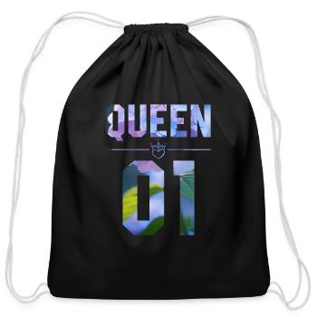 FLOWER KING AND QUEEN 01 - Cotton Drawstring Bag - black - Front