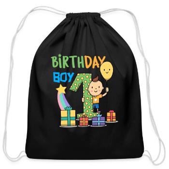 Birthday Boy - Cotton Drawstring Bag - black - Front