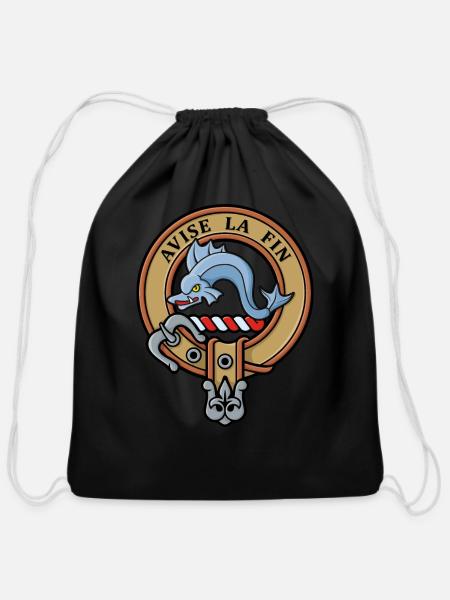 Clan Kennedy Tartan - Cotton Drawstring Bag - black