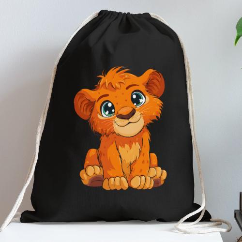 Sweet Cartoon Lion Cub with Big Innocent Eyes - Cotton Drawstring Bag