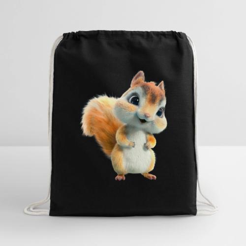 Adorable Cartoon Baby Squirrel Smiling - Cotton Drawstring Bag