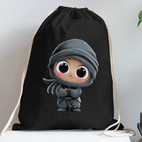Cute Cartoon Baby Ninja Standing with Big Smile - Cotton Drawstring Bag