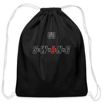 SWING Baseball/Softball Player #5 White/Red - Cotton Drawstring Bag - black - Front