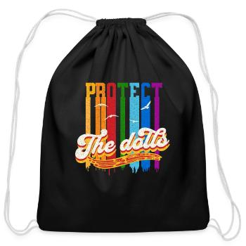 protect the dolls support trans women trans rights - Cotton Drawstring Bag - black - Front