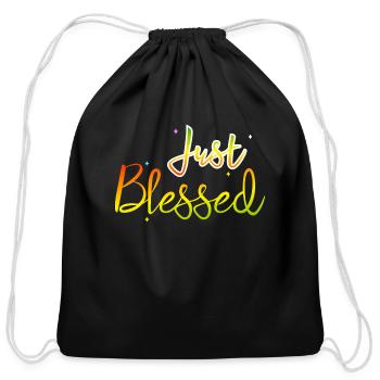 Just blessed - Cotton Drawstring Bag - black - Front