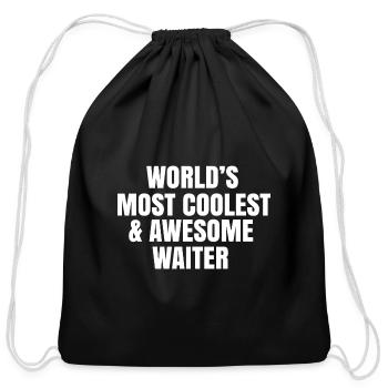 World's most coolest and awesome waiter - Cotton Drawstring Bag - black - Front