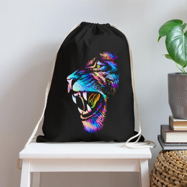 Colorful Lion Head Portrait Drawing - Roaring Lion