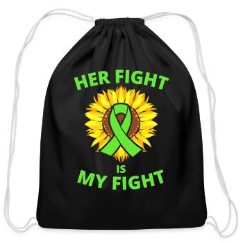 Cerebral Palsy Awareness Sunflower Green Ribbon - Cotton Drawstring Bag - black - Front