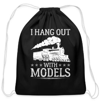 Railroad Lover Model Train - Cotton Drawstring Bag - black - Front
