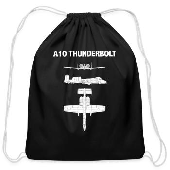 A10 Thunderbolt Blueprint Art - Cotton Drawstring Bag - black - Front