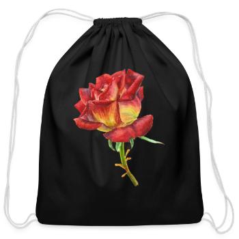 Red Rose - Cotton Drawstring Bag - black - Front