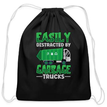 Garbage Trucks Recycling Garbage Truck Driver - Cotton Drawstring Bag - black - Front