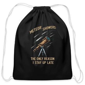 Stargazing Adventures Under the Meteor Shower - Cotton Drawstring Bag - black - Front
