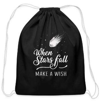 Stargazing Adventures Under the Meteor Shower - Cotton Drawstring Bag - black - Front