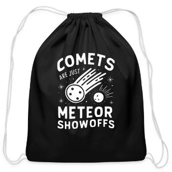 Stargazing Adventures Under the Meteor Shower - Cotton Drawstring Bag - black - Front