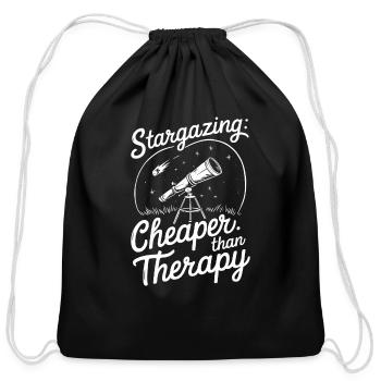 Stargazing Adventures Under the Meteor Shower - Cotton Drawstring Bag - black - Front