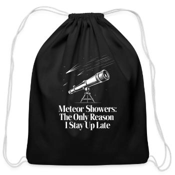 Stargazing Adventures Under the Meteor Shower - Cotton Drawstring Bag - black - Front